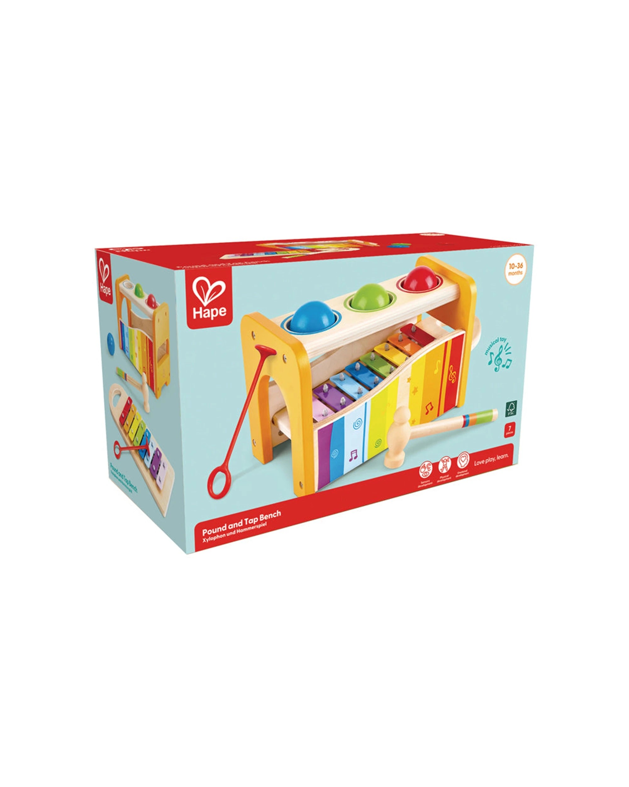 2 Hape Kids Toddler Pound & Tap Bench Xylophone Ball Drop Musical Toy - Multi, 2 of 3