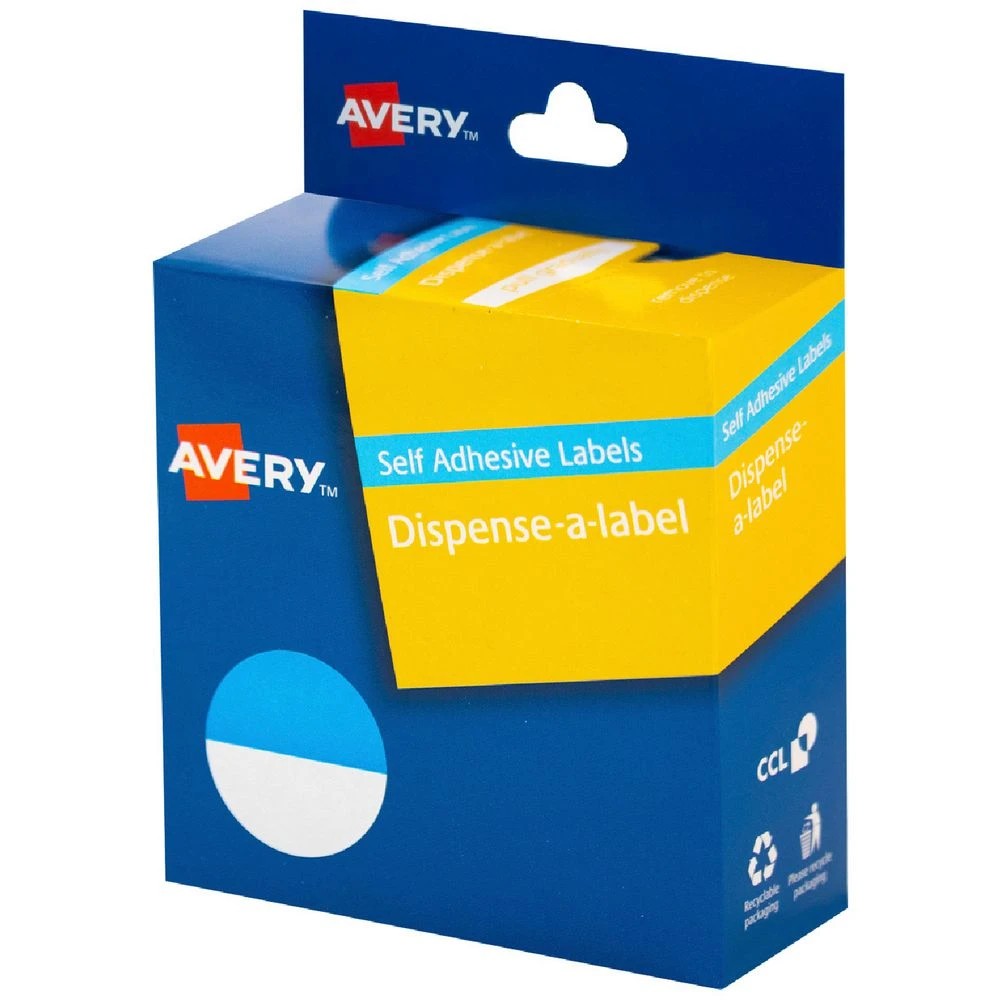 1 Avery Removable Dispenser Labels Blue and White 24mm 300 Pack, 1 of 1