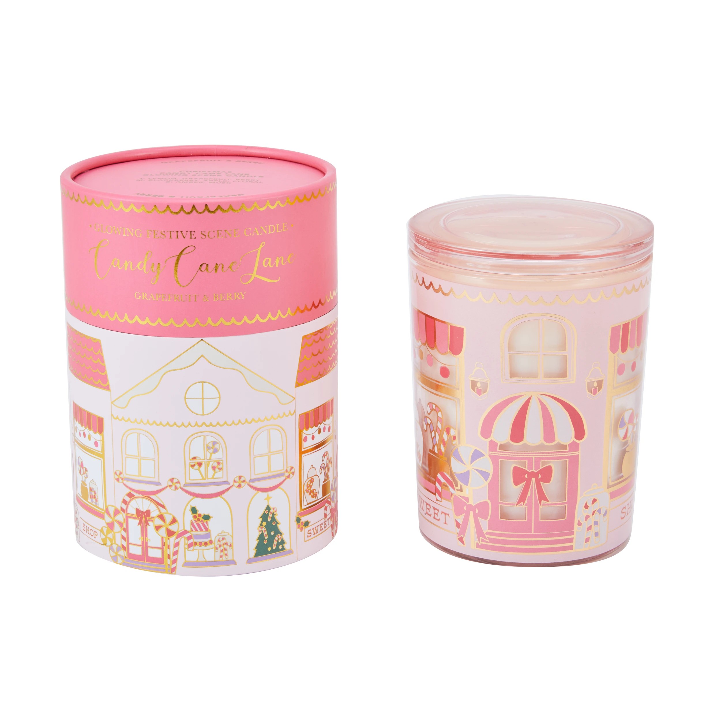 1 Christmas Candy Cane Lane Glowing Scene Candle, 1 of 5