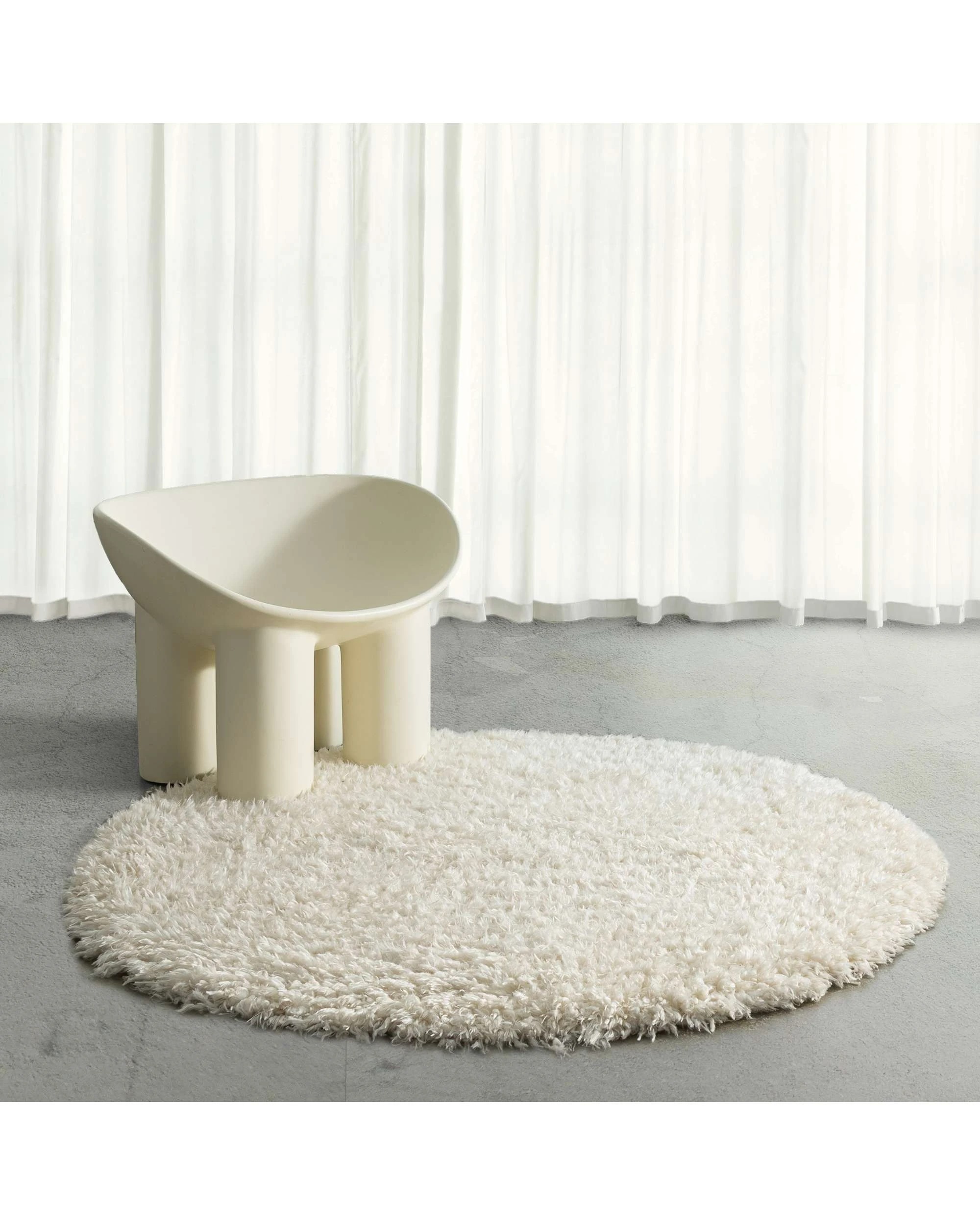 2 Loopsie Tamale Shag Round Rug-160cm x 160cm - White, 2 of 8