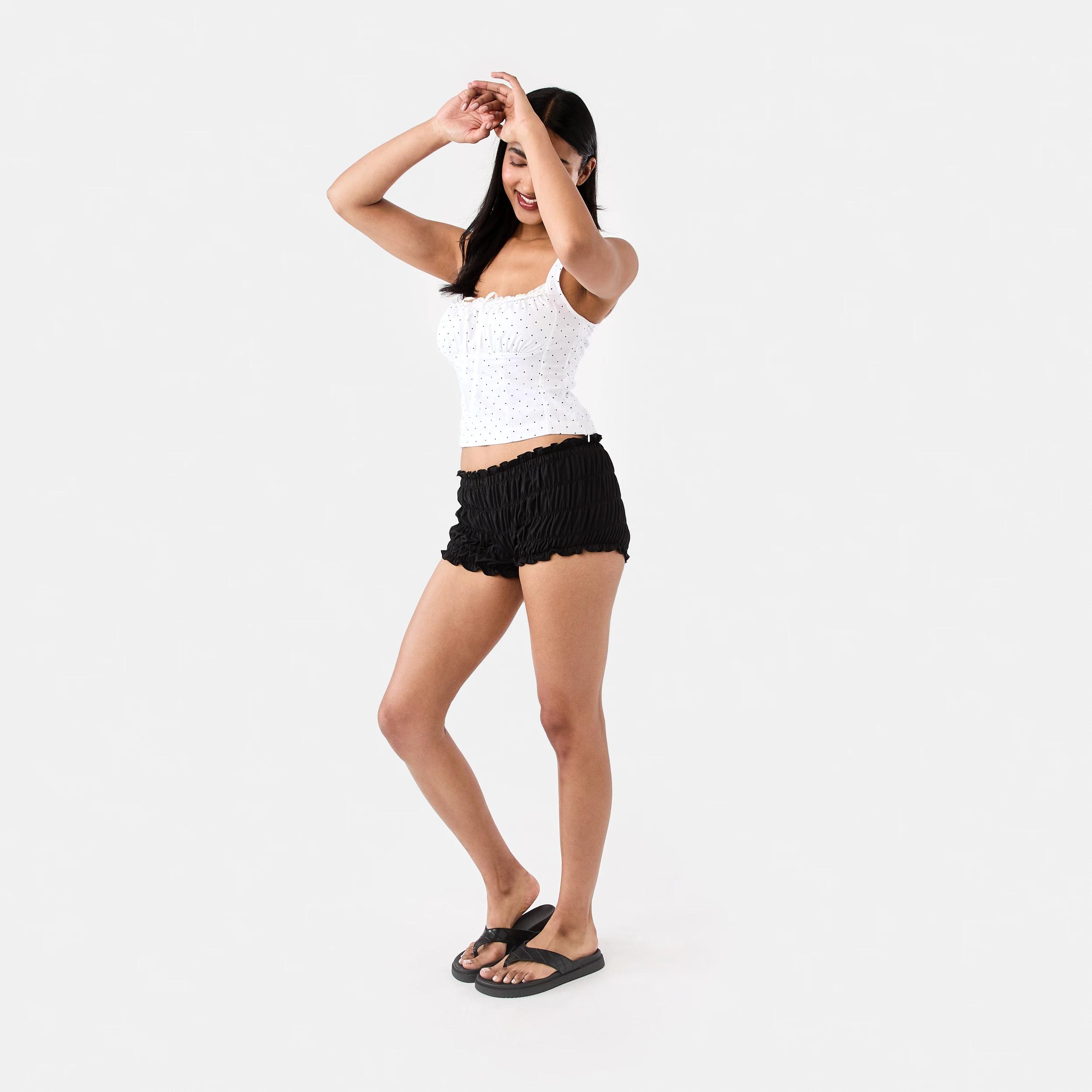 3 Jersey Ruffle Mini Shorts Black, 3 of 7