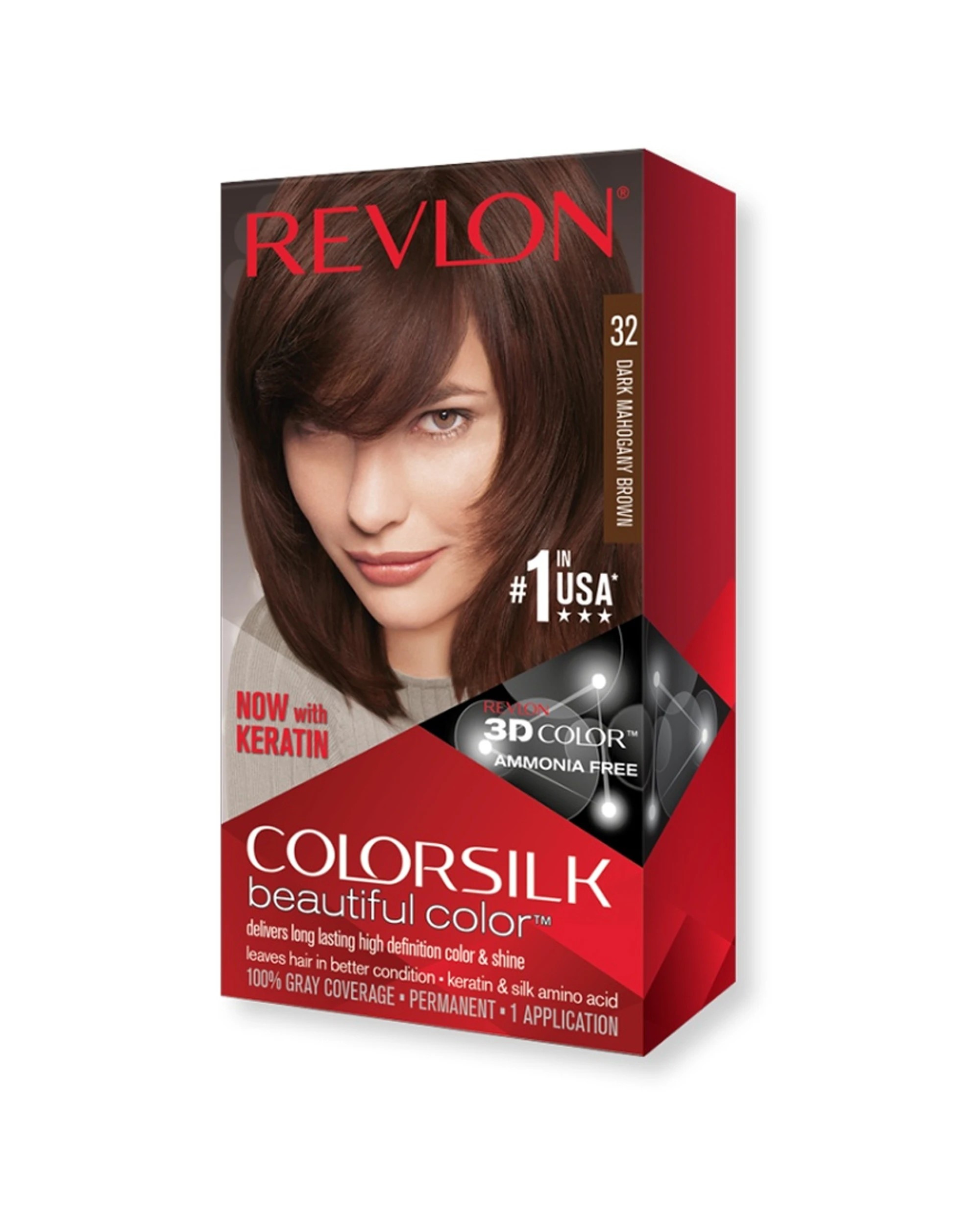 1 Revlon ColorSilk Beautiful Color - 32 Dark Mahogany Brown - Brown, 1 of 1