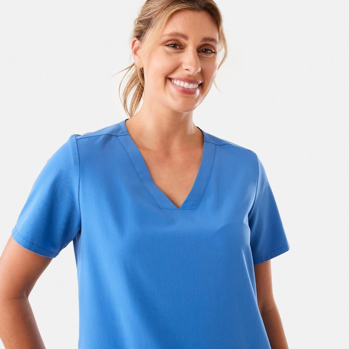 4 Work Short Sleeve Scrub Top Blu Palace, 4 of 9