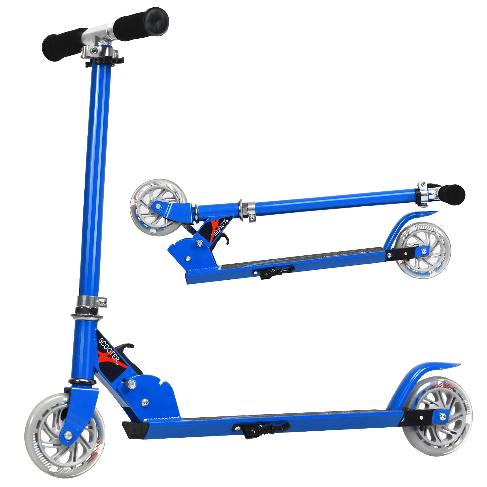 1 Costway Folding Kids Kick Scooter w/LED Wheels Height Adjustable Ride on Toy - Blue, 1 of 1