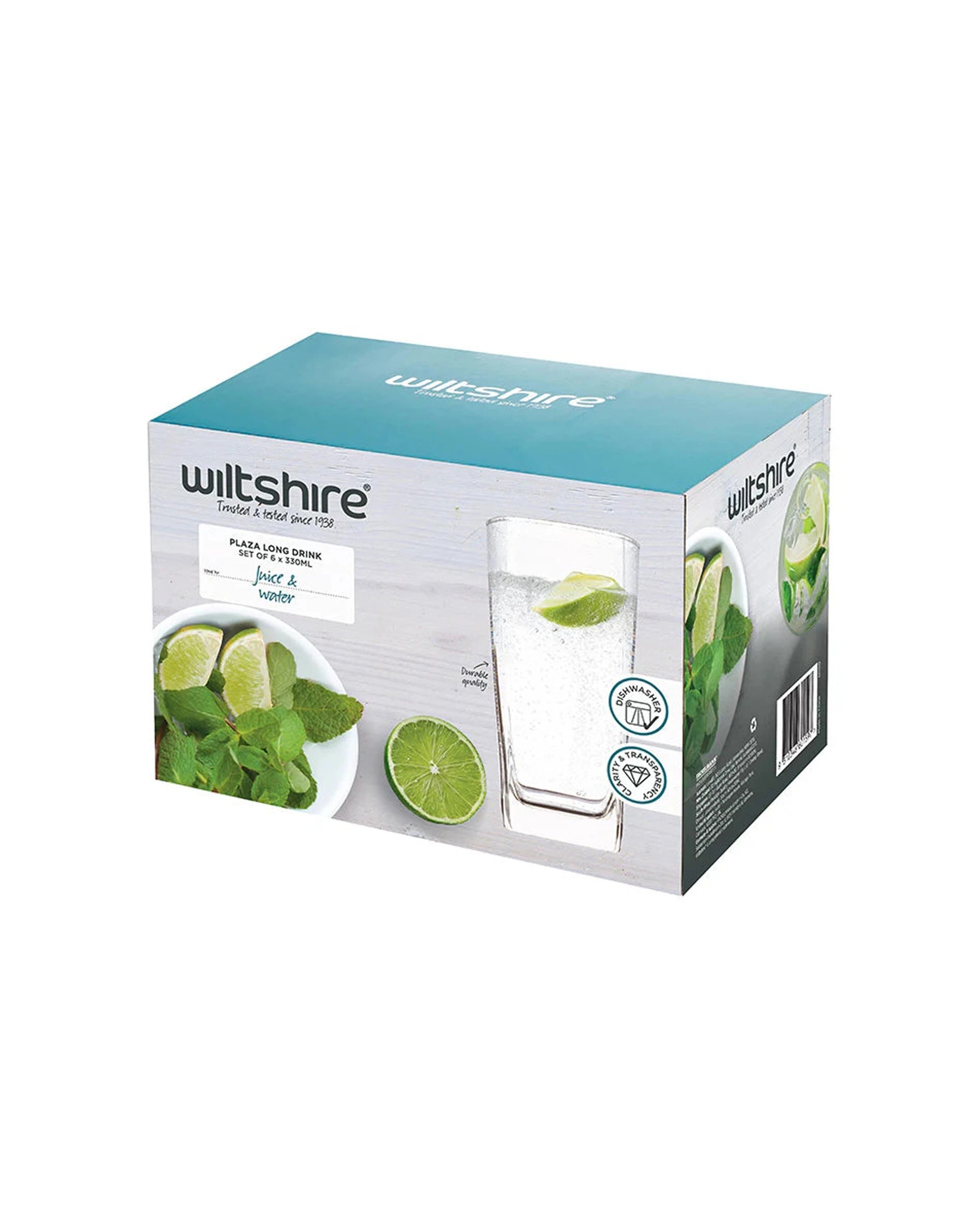 1 Wiltshire Plaza Long Drink Tumblers 330ml Set Of 6 Glassware Drinkware - Plain, 1 of 3