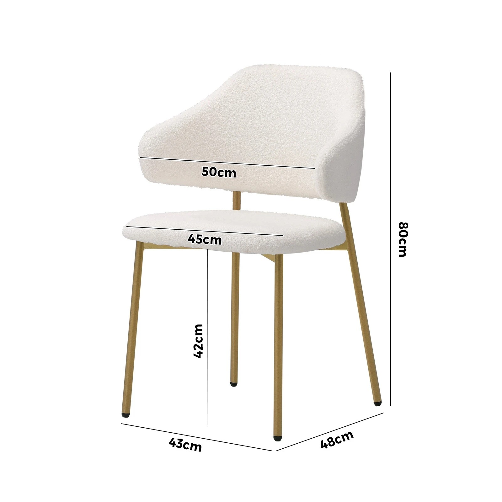 9 Oikiture 2x Dining Chair Accent Chairs Kitchen Padded Seat Sherpa Gold Metal Legs
 - White, 9 of 10
