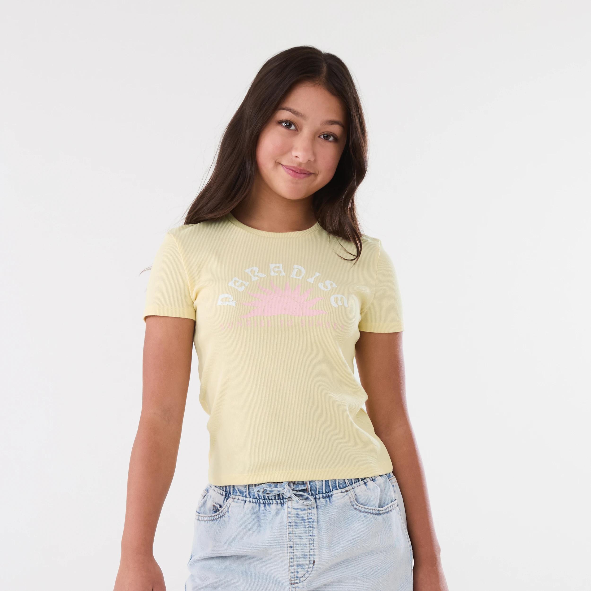 1 Short Sleeve Rib Top PARADISE SUN BUTTER CREAM, 1 of 6
