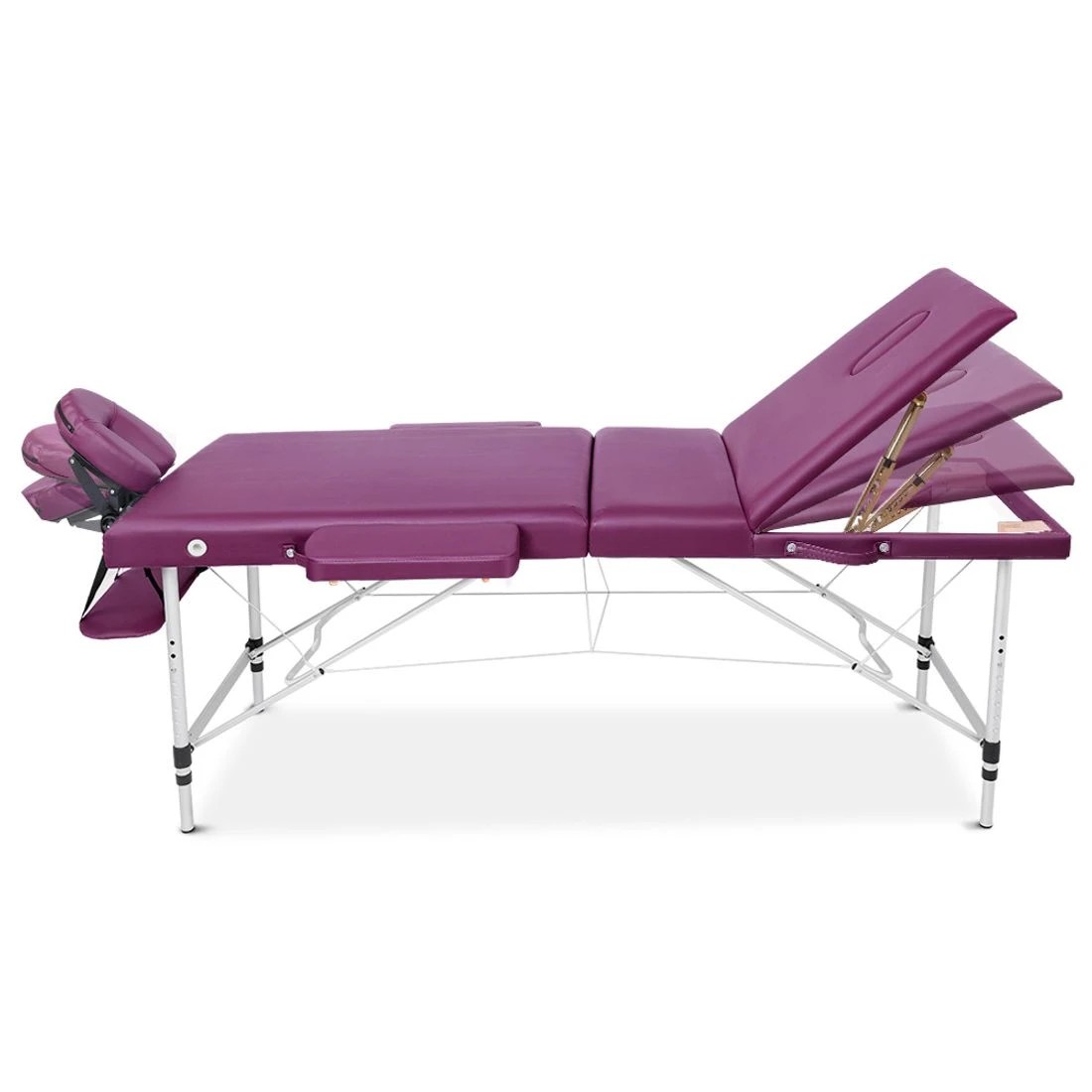 3 Zenses Massage Table 75cm Portable 3 Fold Aluminium Beauty Bed - Purple, 3 of 6