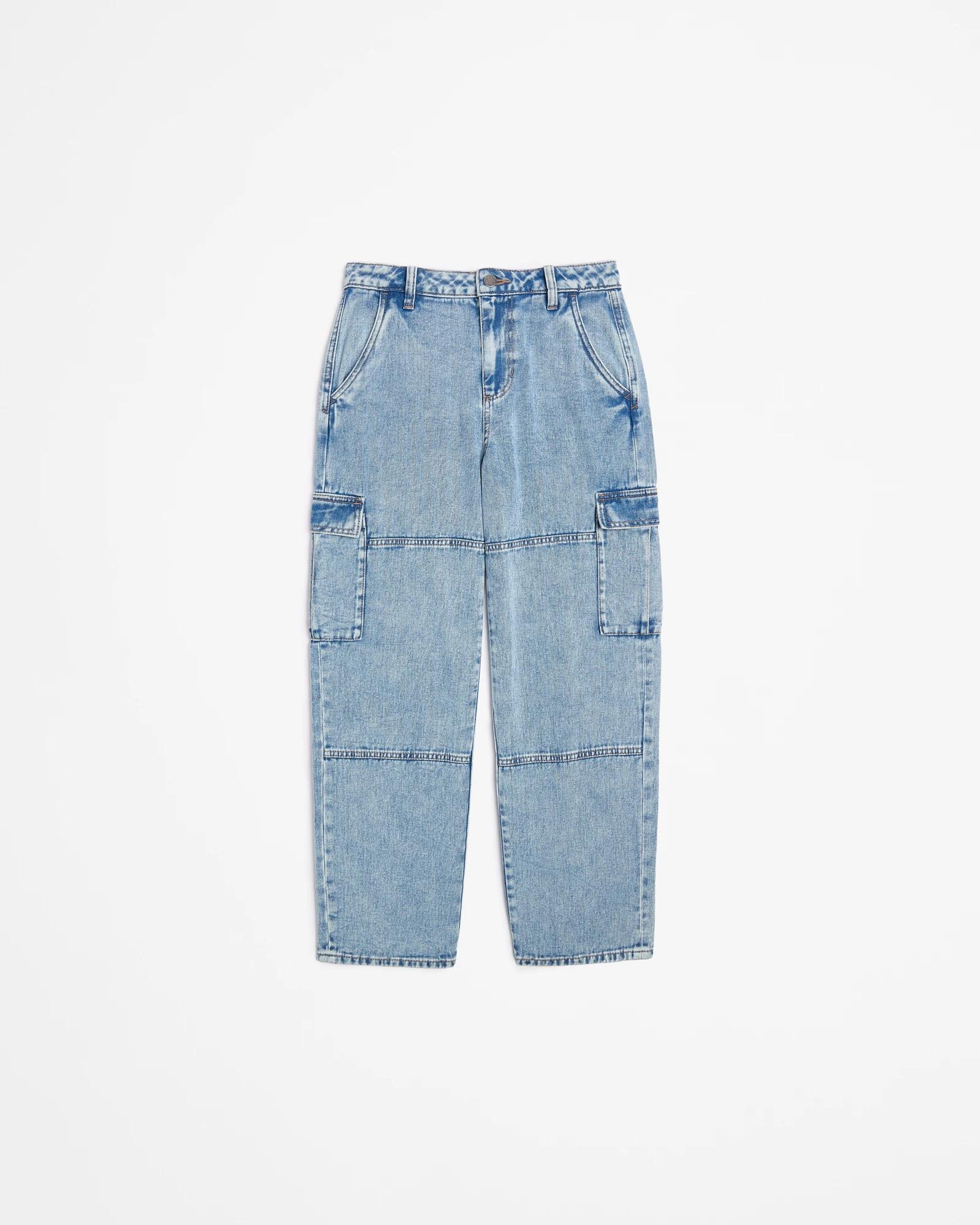 4 Target Wide Leg Cargo Denim Jeans LIGHT WASH, 4 of 5