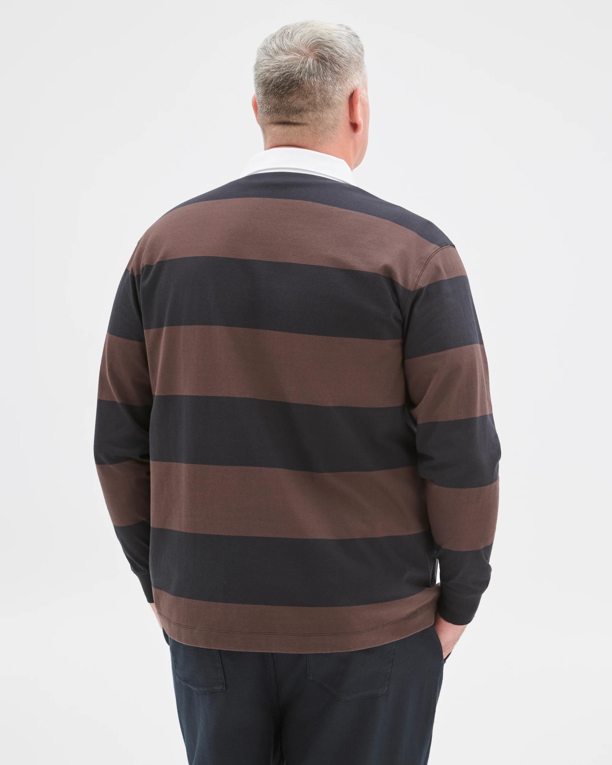 4 Target Man Plus Plus Size Australian Cotton Long Sleeve Rugby Polo Top CHOC BLACK, 4 of 6