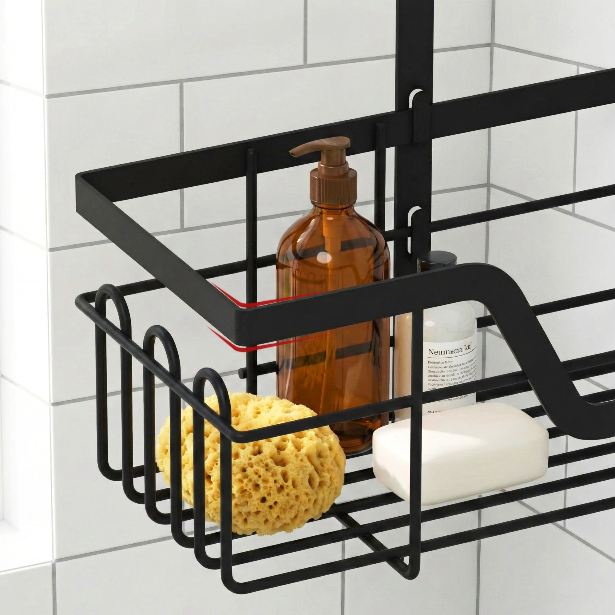 5 Artiss 2X 3 Tier Over The Door Shower Caddy Hanging Bathroom Storage Organizer - Black, 5 of 9