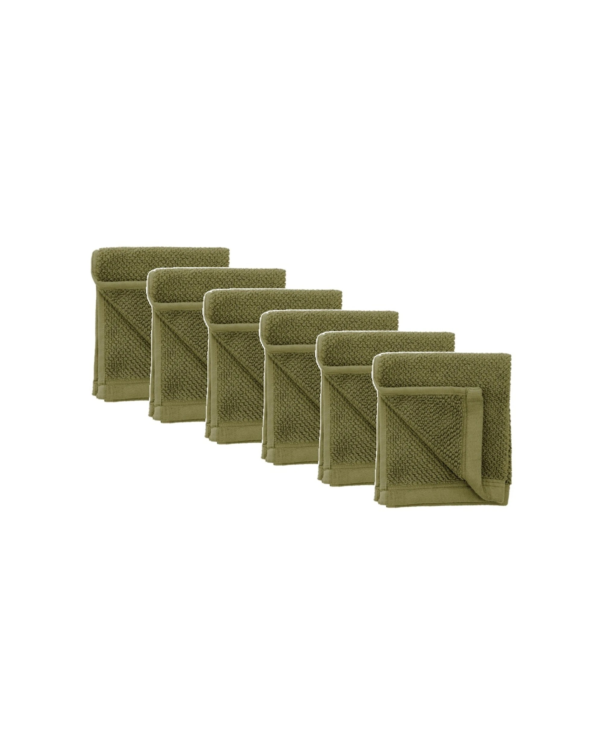 1 Bambury Angove 600gsm Soft Absorbent Cotton Face Washer 6PK 33x33cm - Green, 1 of 5