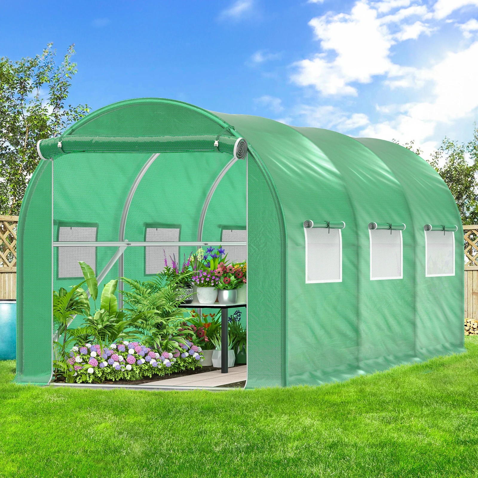 2 Alfordson Greenhouse Dome Shed Green House 3x2x2M - Green, 2 of 6