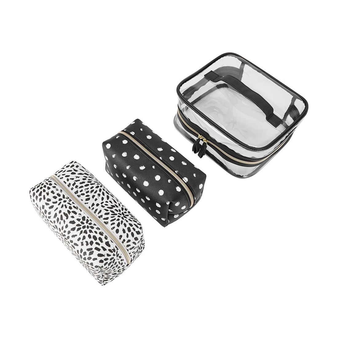 4 3 Piece Cosmetic Bag Set - Clear & Print, 4 of 8