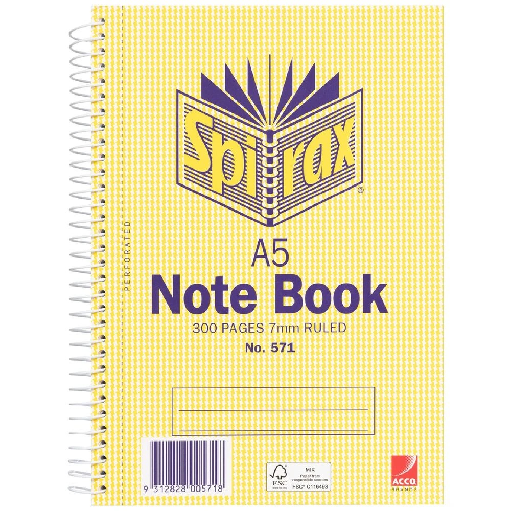 1 Spirax No. 571 A5 Notebook 210 x 148mm 300 Page, 1 of 2