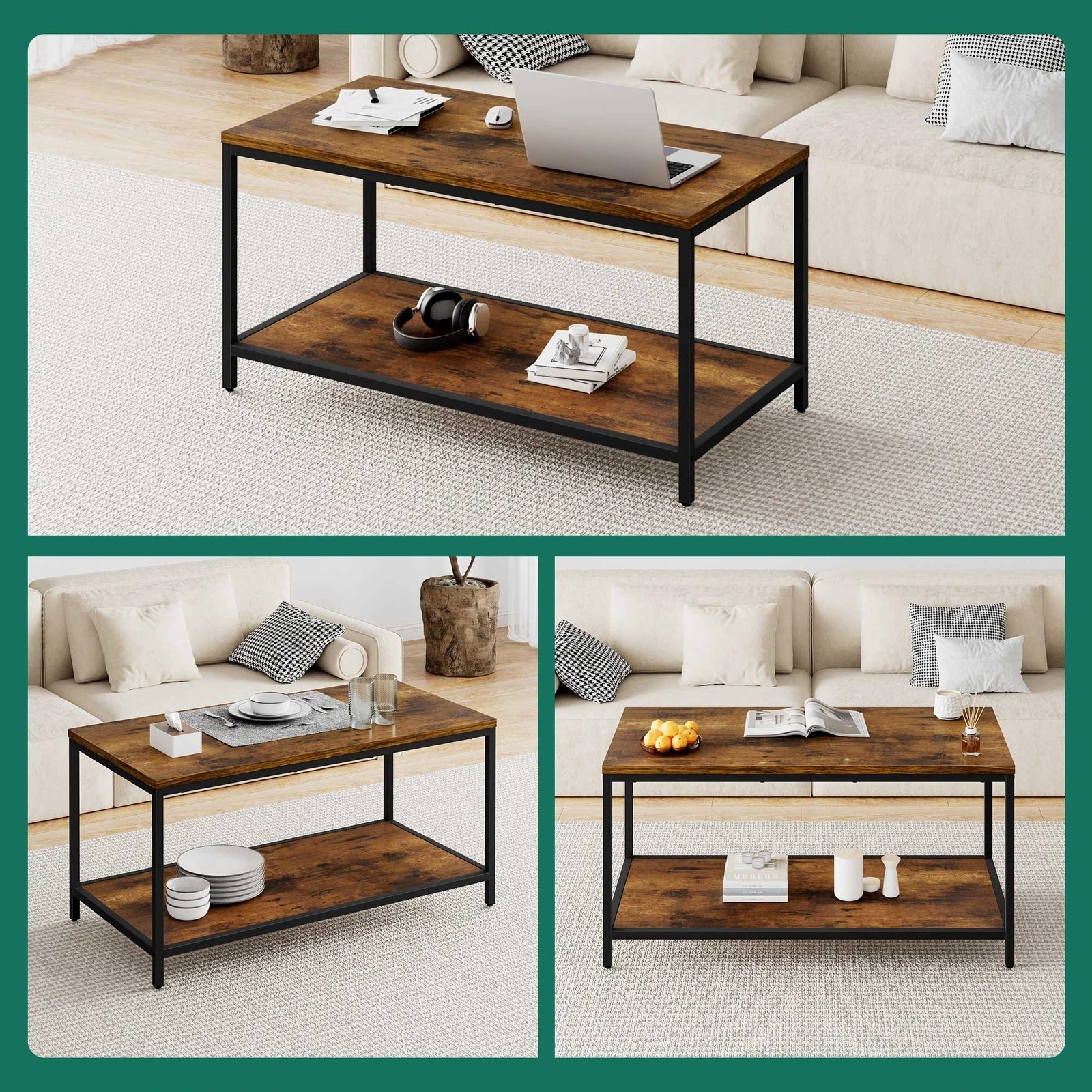 8 Alfordson Coffee Table 2-tier Industrial Side Table, 8 of 9