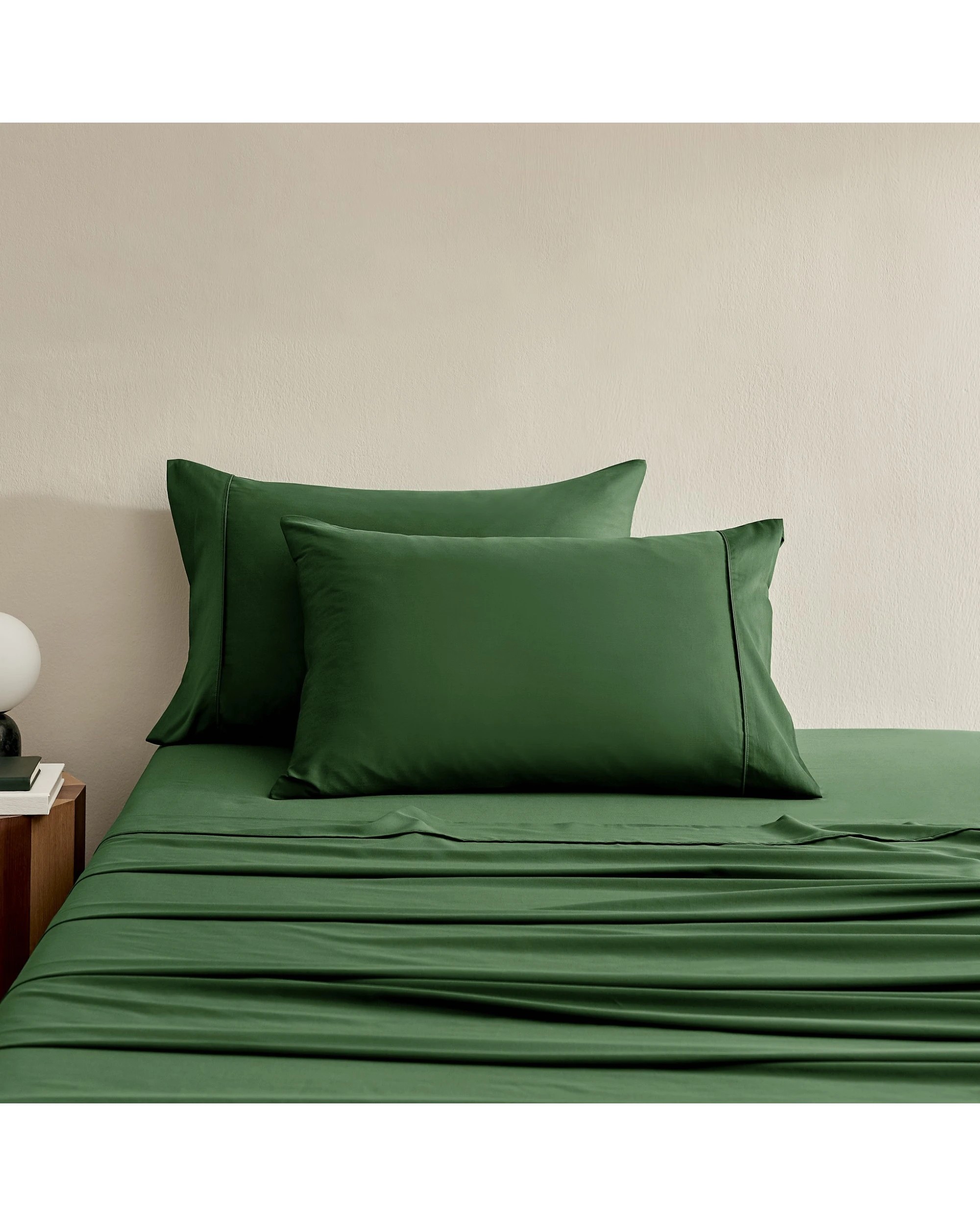 2 Serene 400TC Bamboo Cotton Sateen Sheet Set - King Single Bed - Eden Green, 2 of 6