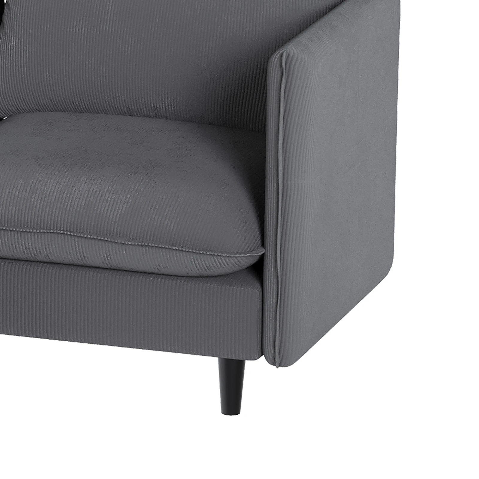 5 Advwin 230cm 3 Seater Sofa with Ottoman Corduroy Sectional Couch Adjustable Backrest & Armrest Grey, 5 of 6