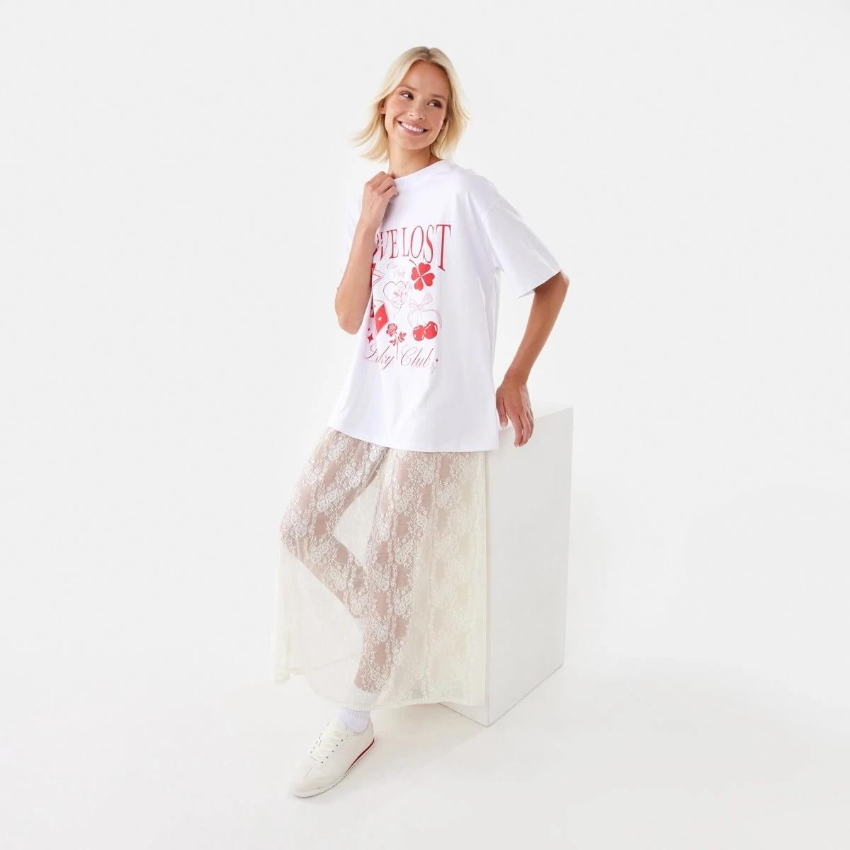 8 Lace Midi Skirt Prtn White, 8 of 8