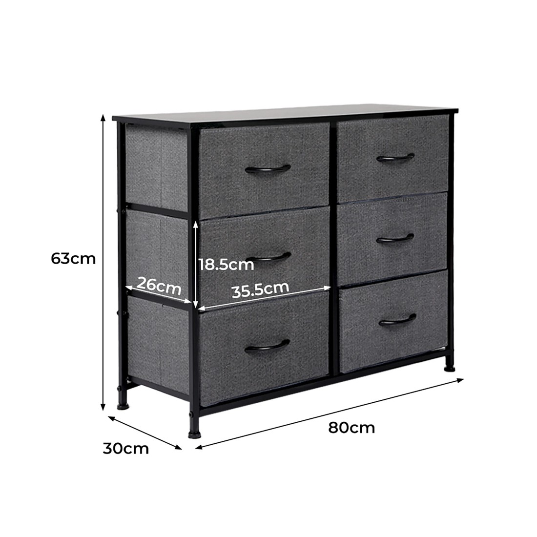6 Levede Chest Of Drawers - Dark Grey, 6 of 7