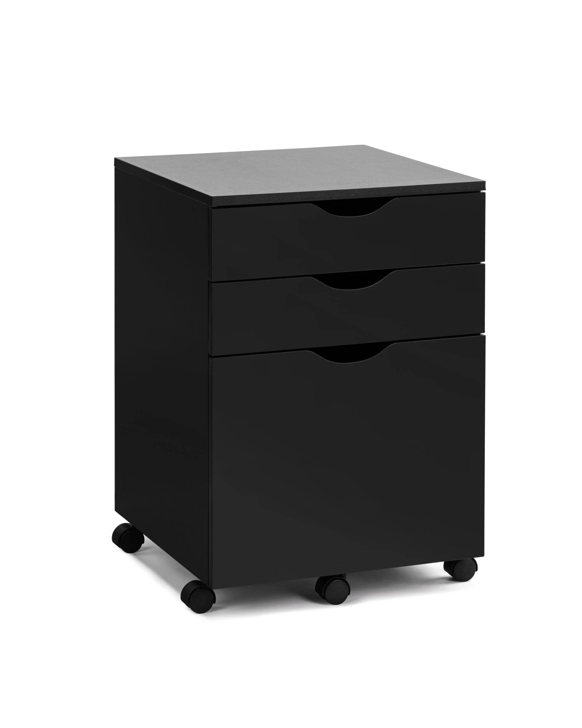 1 Kodu Filing Cabinet Storage 3 Drawers Home Office Mobile Pedestal - Black, 1 of 8