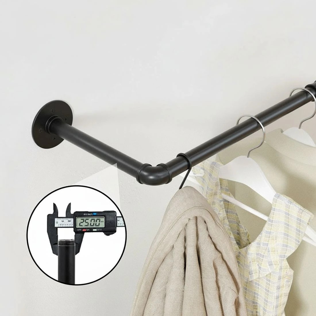 5 Artiss Clothes Rack Airer Floating Shelf Metal - Black, 5 of 6