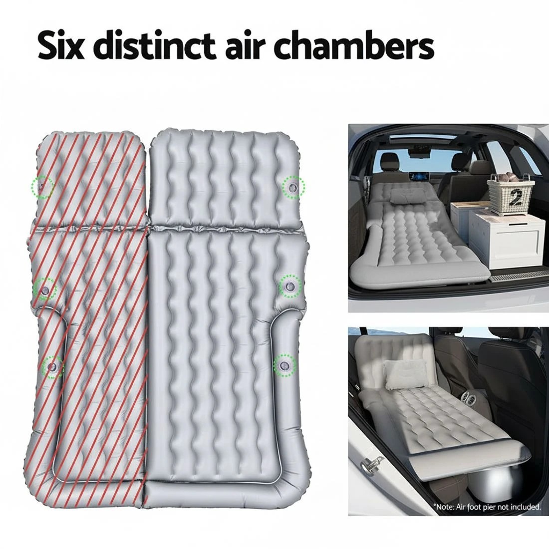 5 Weisshorn Car Mattress 175x130 Inflatable SUV Back Seat Camping Bed - Grey, 5 of 6