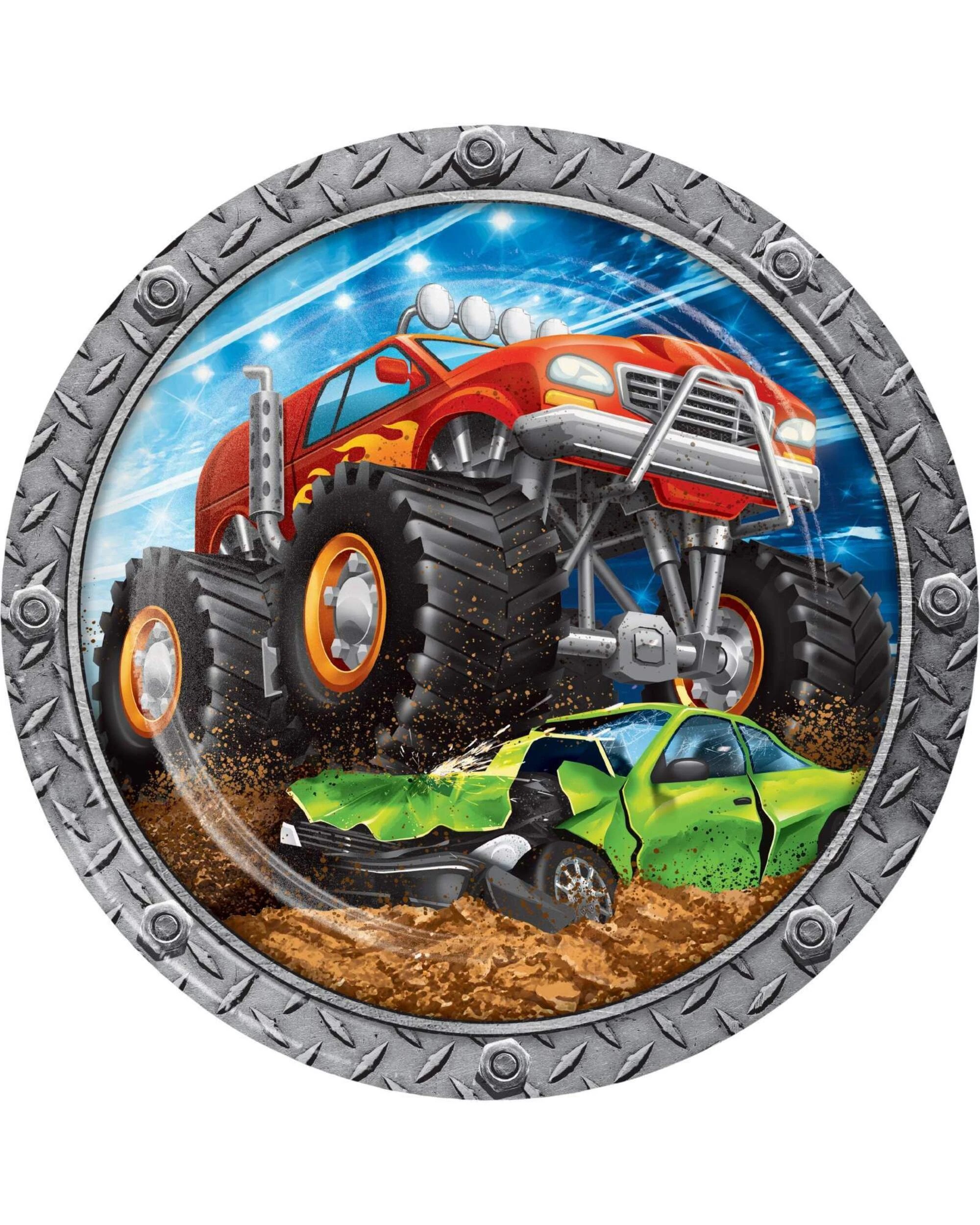 1 Creative Converting Monster Truck Rally Large Paper Plates Pack of 8, 1 of 1