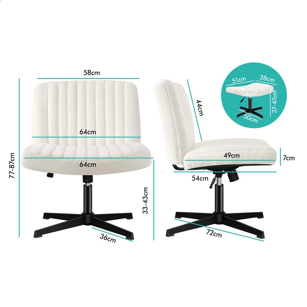 8 Alfordson Office Chair Computer Executive Seat Work Ottoman Boucle - White, 8 of 10