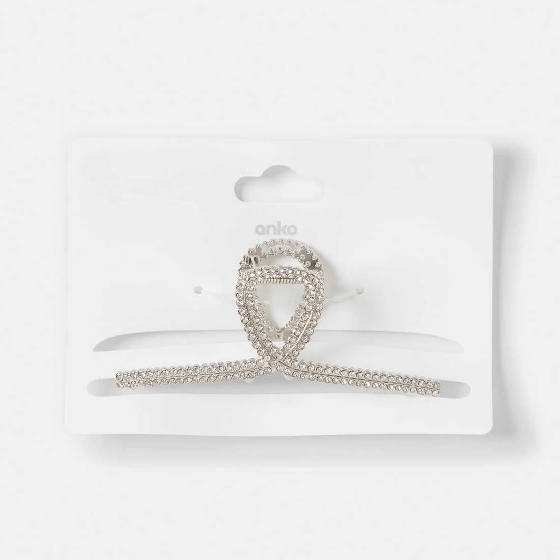 4 Diamante Metal Loop Claw Hair Clip - Silver Tone, 4 of 4