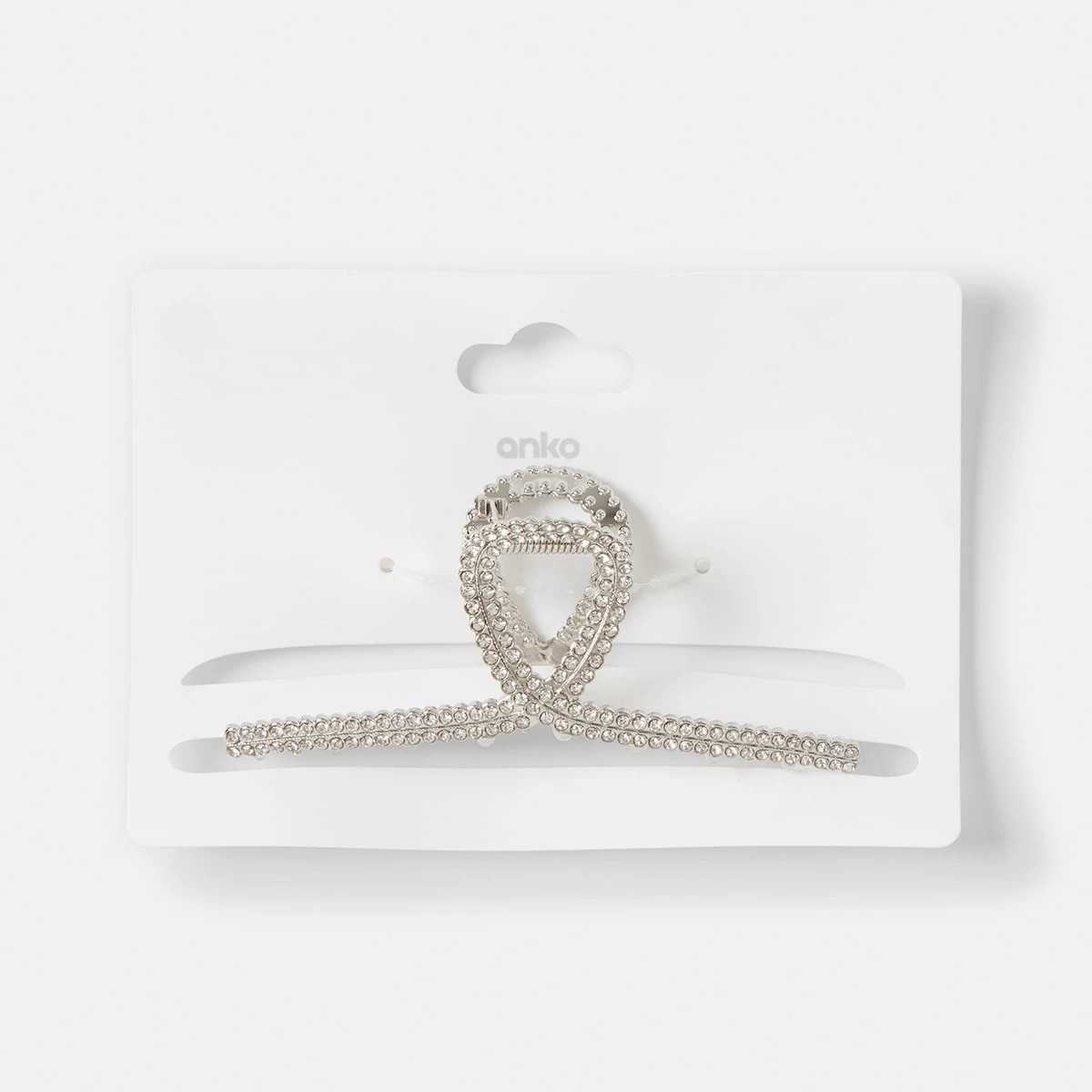 4 Diamante Metal Loop Claw Hair Clip - Silver Tone, 4 of 4