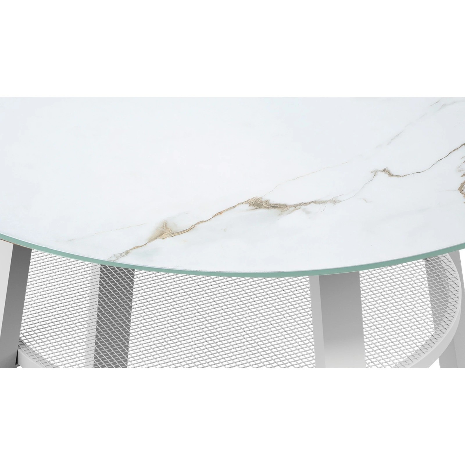 4 Livsip Outdoor Dining Table W/ Storage Shelf Patio Furniture 90cm
 - White, 4 of 10