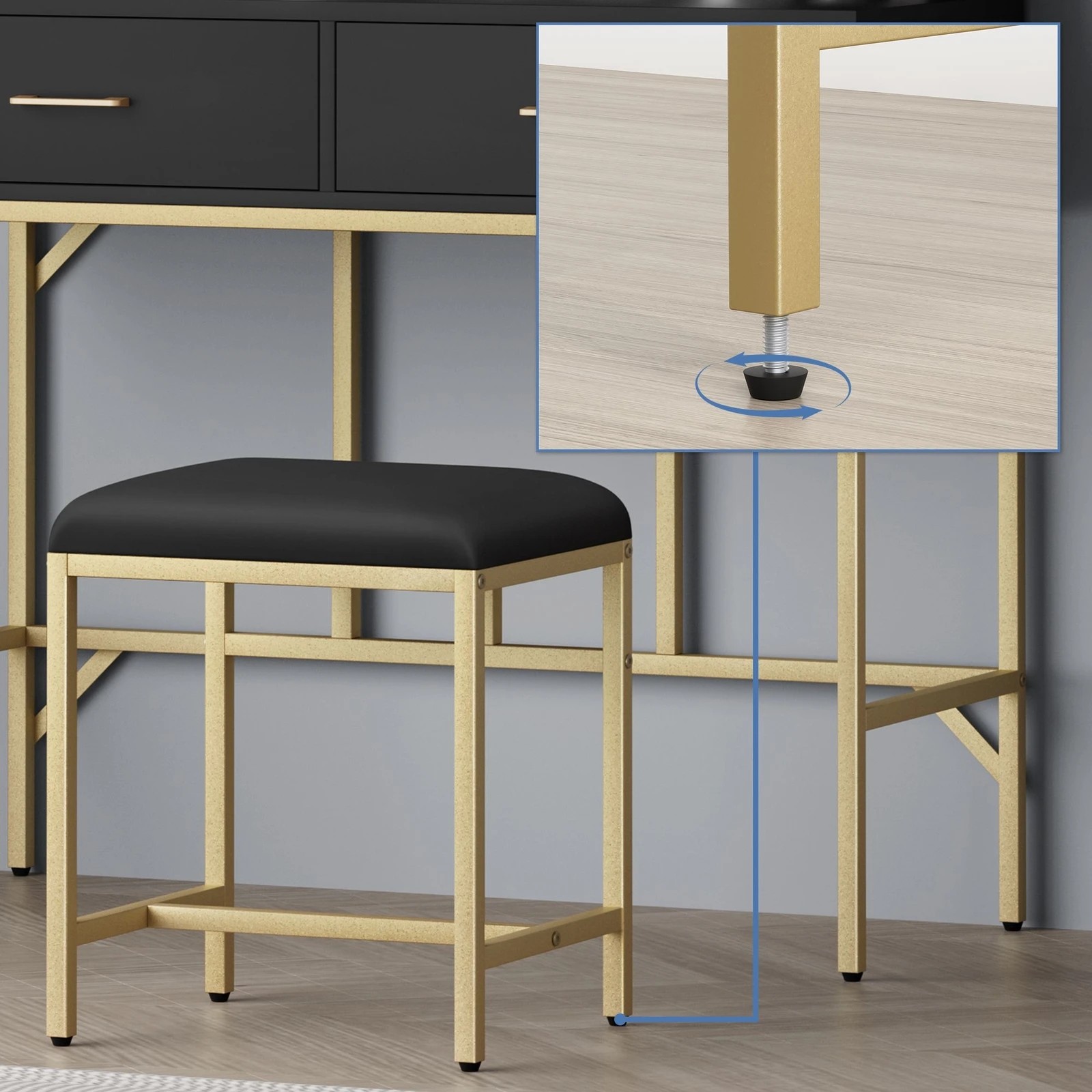 6 Alfordson Dressing Table Stool Set Makeup Mirror LED Vanity Desk Metal - Black, 6 of 10