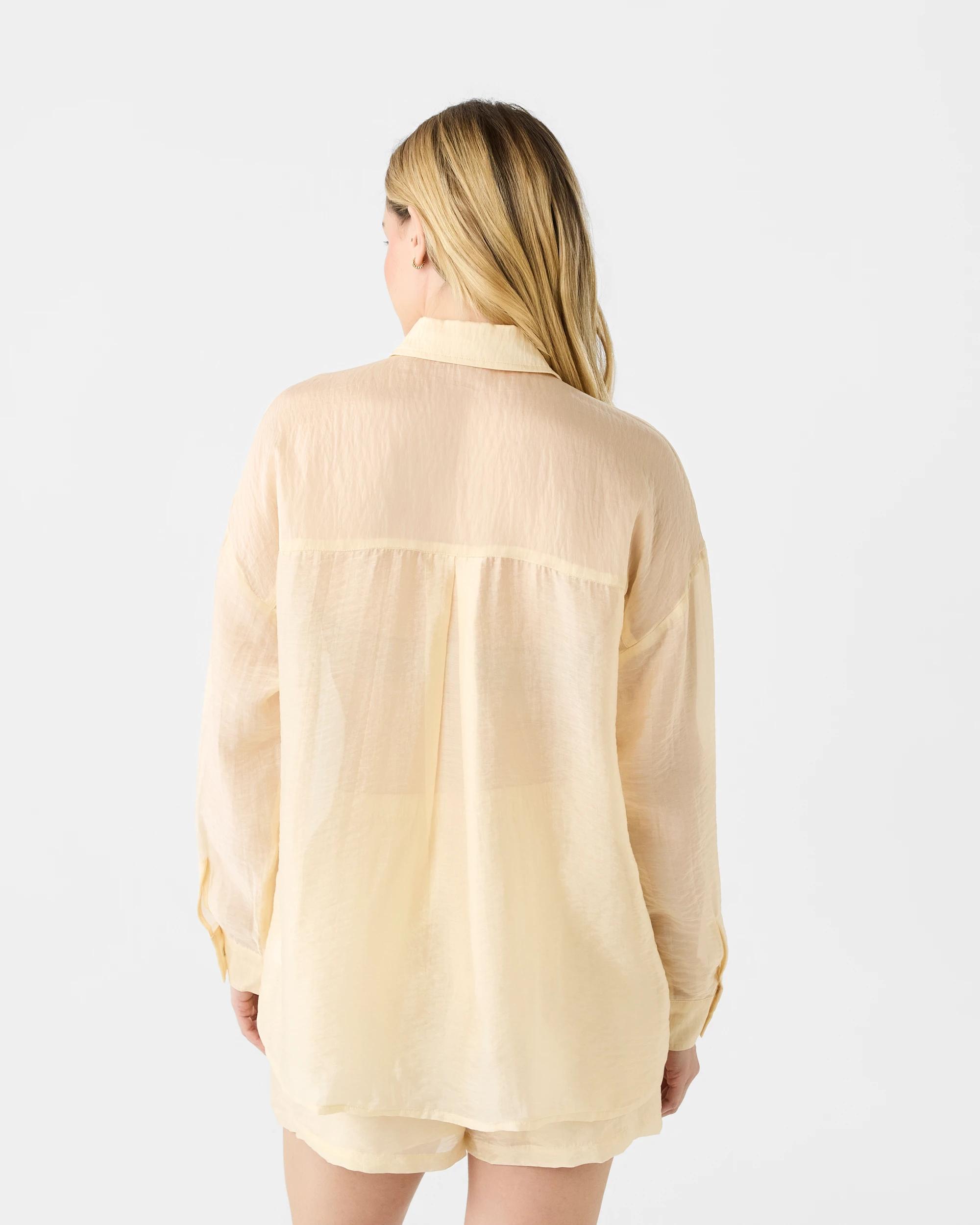 3 Long Sleeve Oversized Sheer Shirt Vanilla, 3 of 7