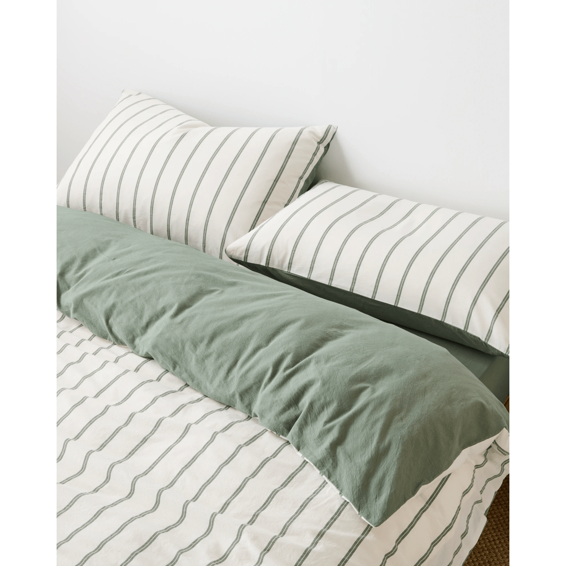 4 Arlo Stonewash Stripe Quilt Cover Set
 - King Bed
 - Green, 4 of 6