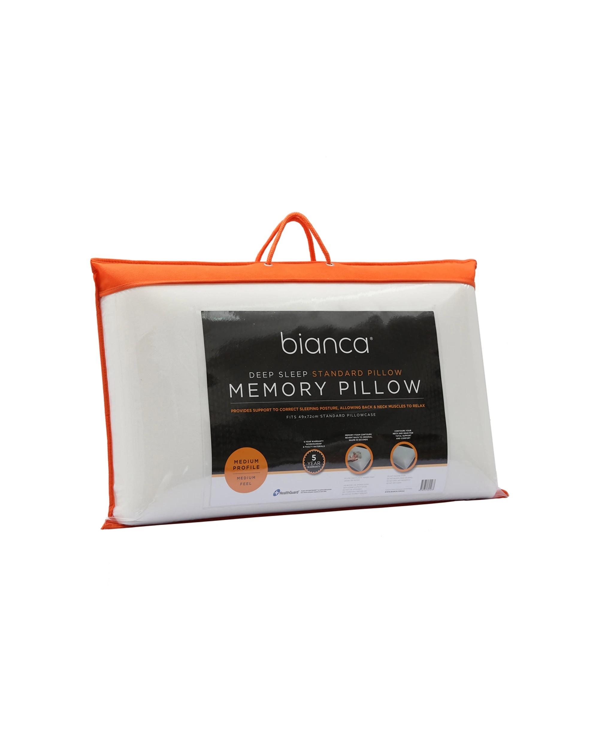 2 Bianca Deep Sleep Memory Foam Pillow Standard 65x40cm - White, 2 of 2