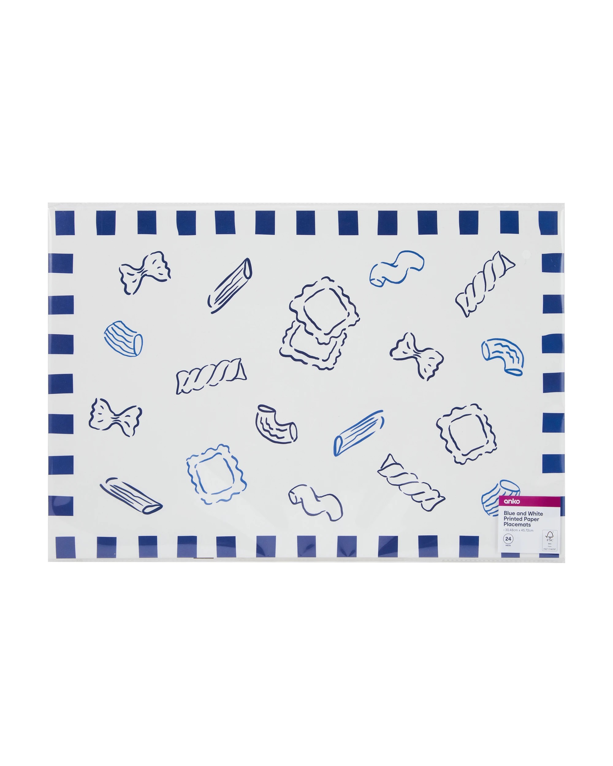 3 24 Piece Blue and White Printed Paper Placemats, 3 of 3