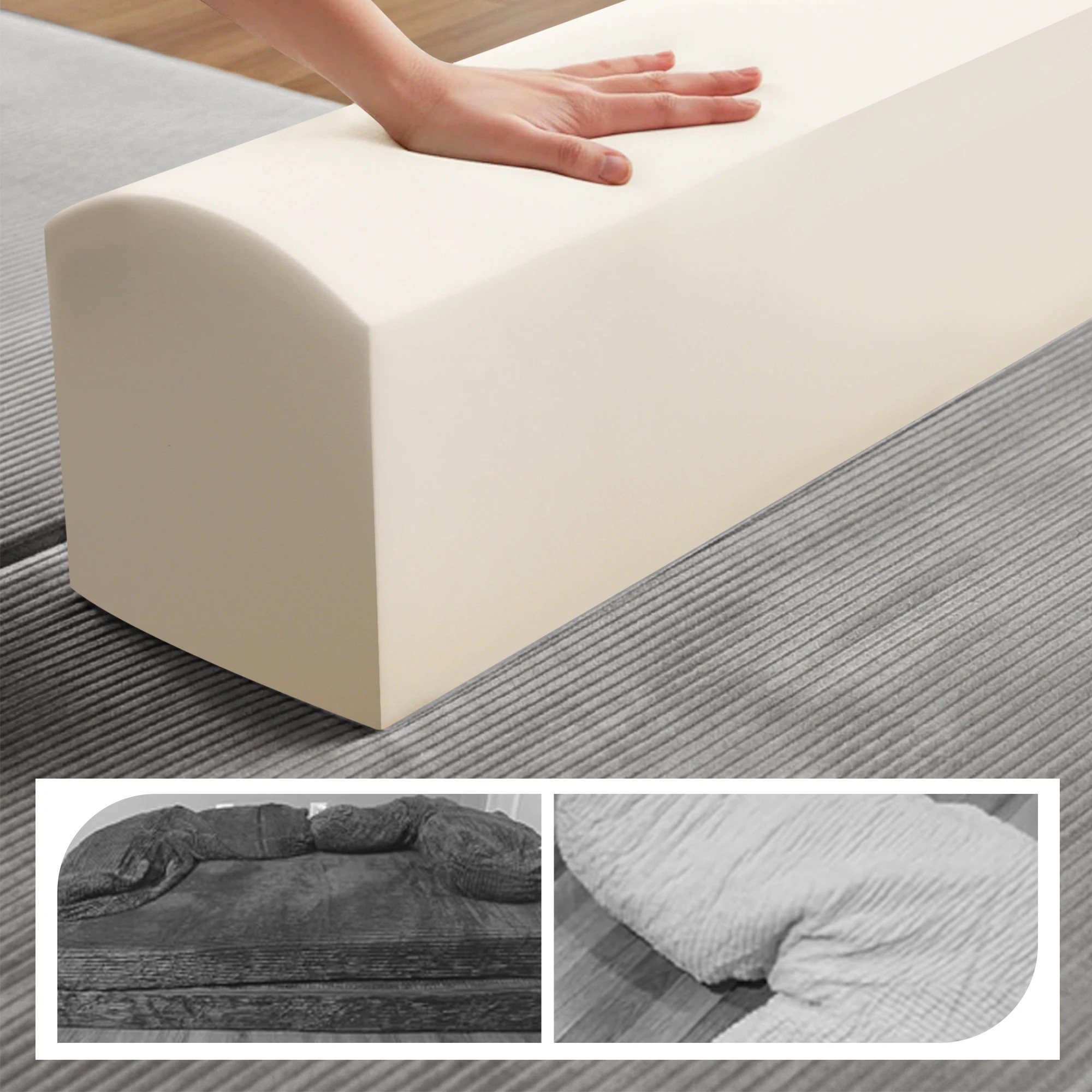 6 Artiss Convertible Folding Sofa Bed 30D High-Density Foam Boneless Couch - Grey, 6 of 10