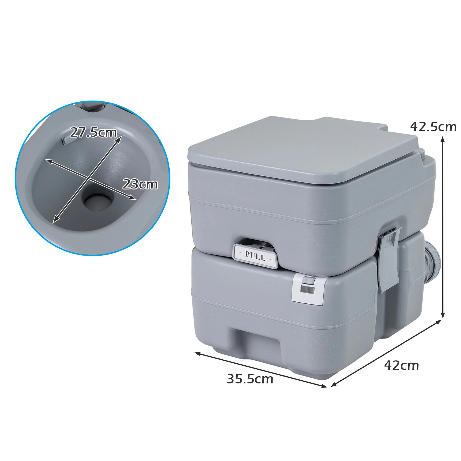3 Costway Portable Camping Toilet Outdoor 120 Flush Porta Potty w/22L Detachable Waste Tank - Grey, 3 of 3