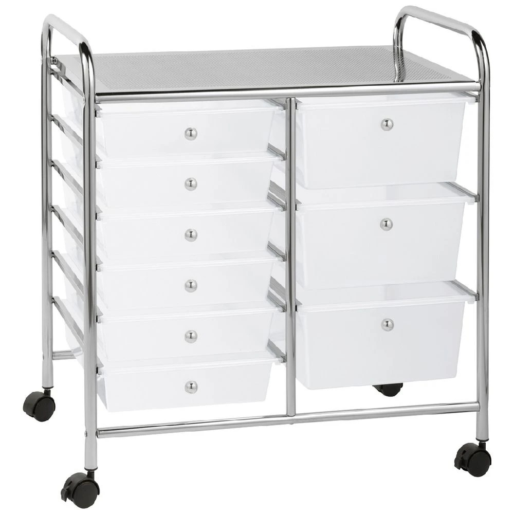 1 J.Burrows 9 Drawer Chrome Trolley Clear, 1 of 2