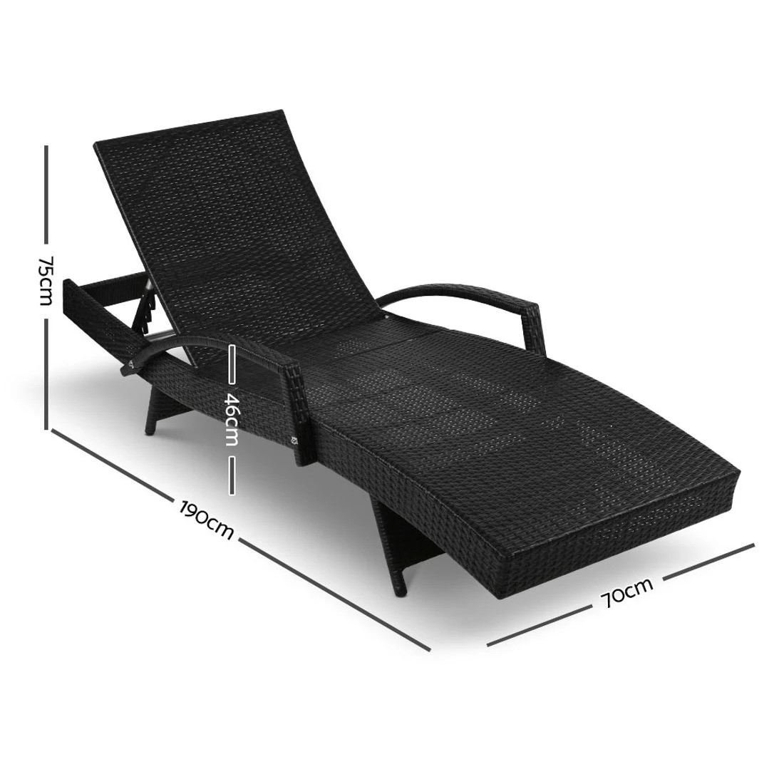 3 Gardeon 2PC Sun Lounge - Black, 3 of 8