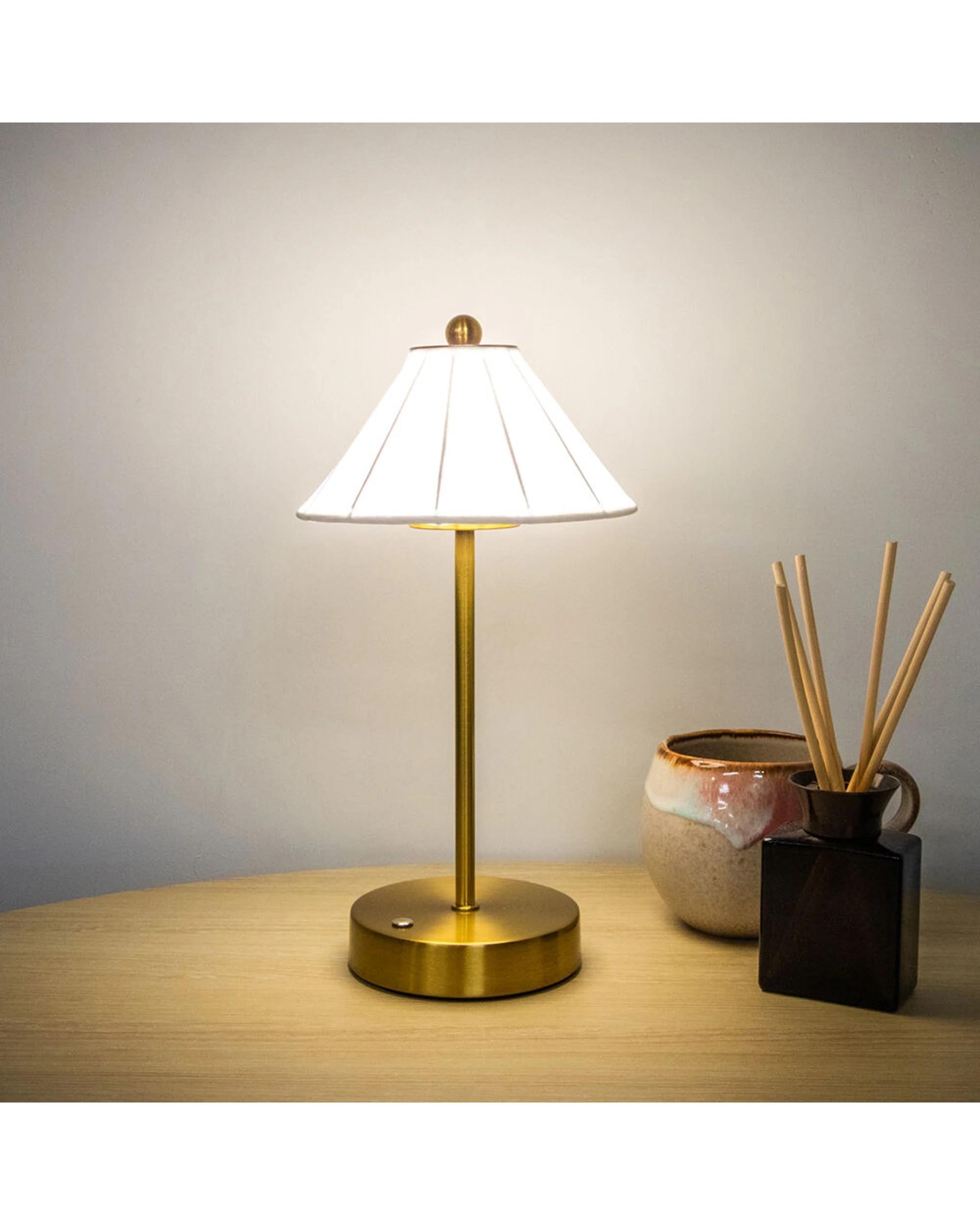 8 Boyle 2PK Rechargeable LED Table Lamp with Silk Cone Shade Battery Matte 16x16x30cm - Bronze, 8 of 9