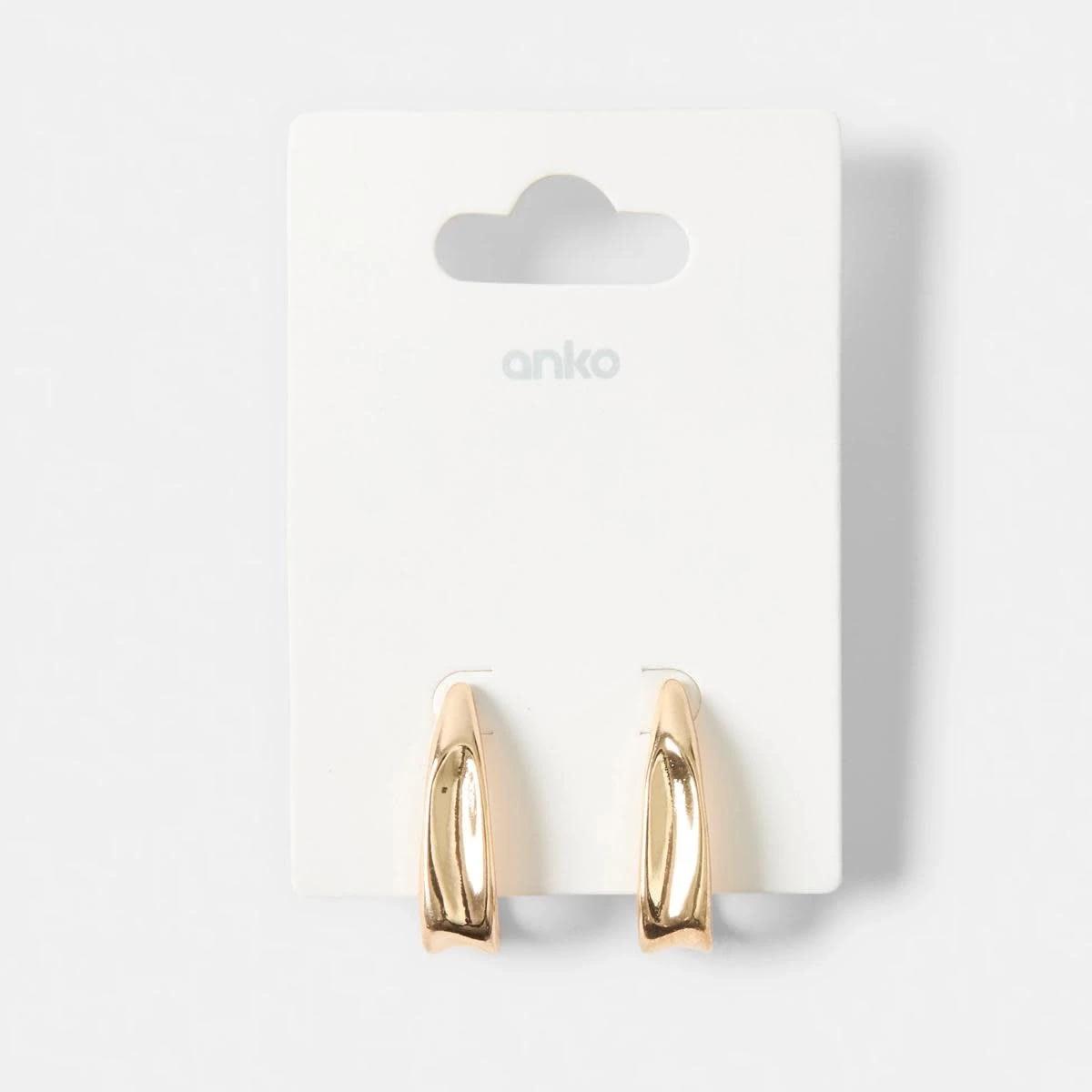 5 Molten Angular Hoop Earrings - Gold Tone Gold, 5 of 5