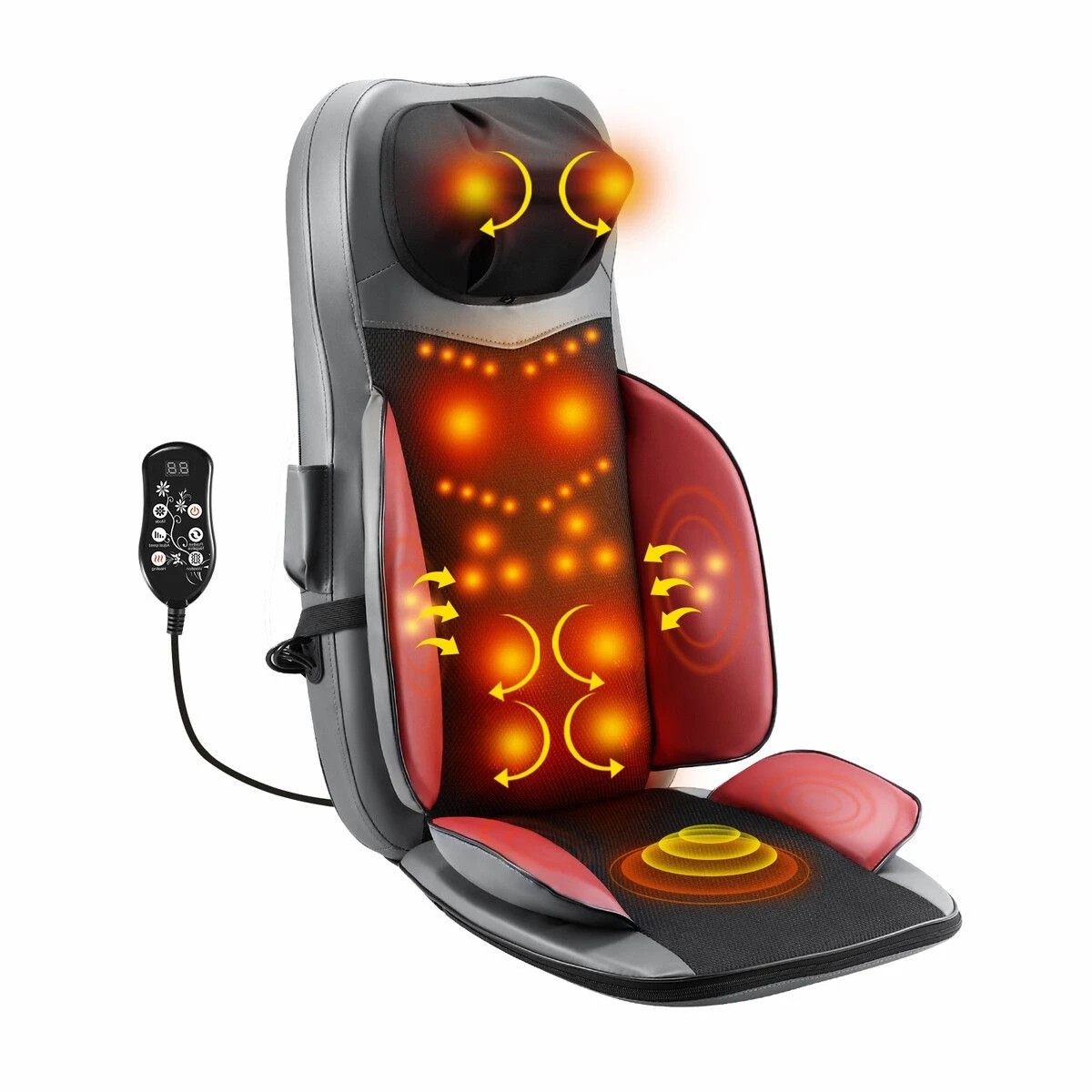 2 HOMASA Full Body Massage Cushion Chair Shiatsu Back Neck Massaging Pad Seat Heating Vibration Rolling Kneading, 2 of 3