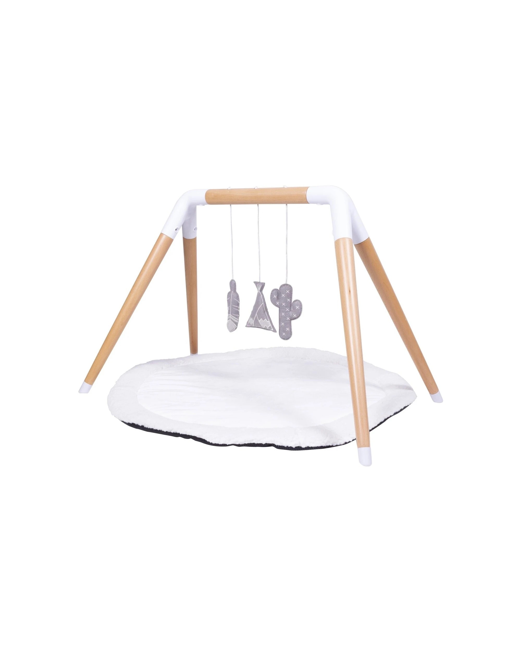 1 Childcare Zuri Play Gym Wooden With Soft Plush Mat 3 Removable Toys Birth - Multi, 1 of 4