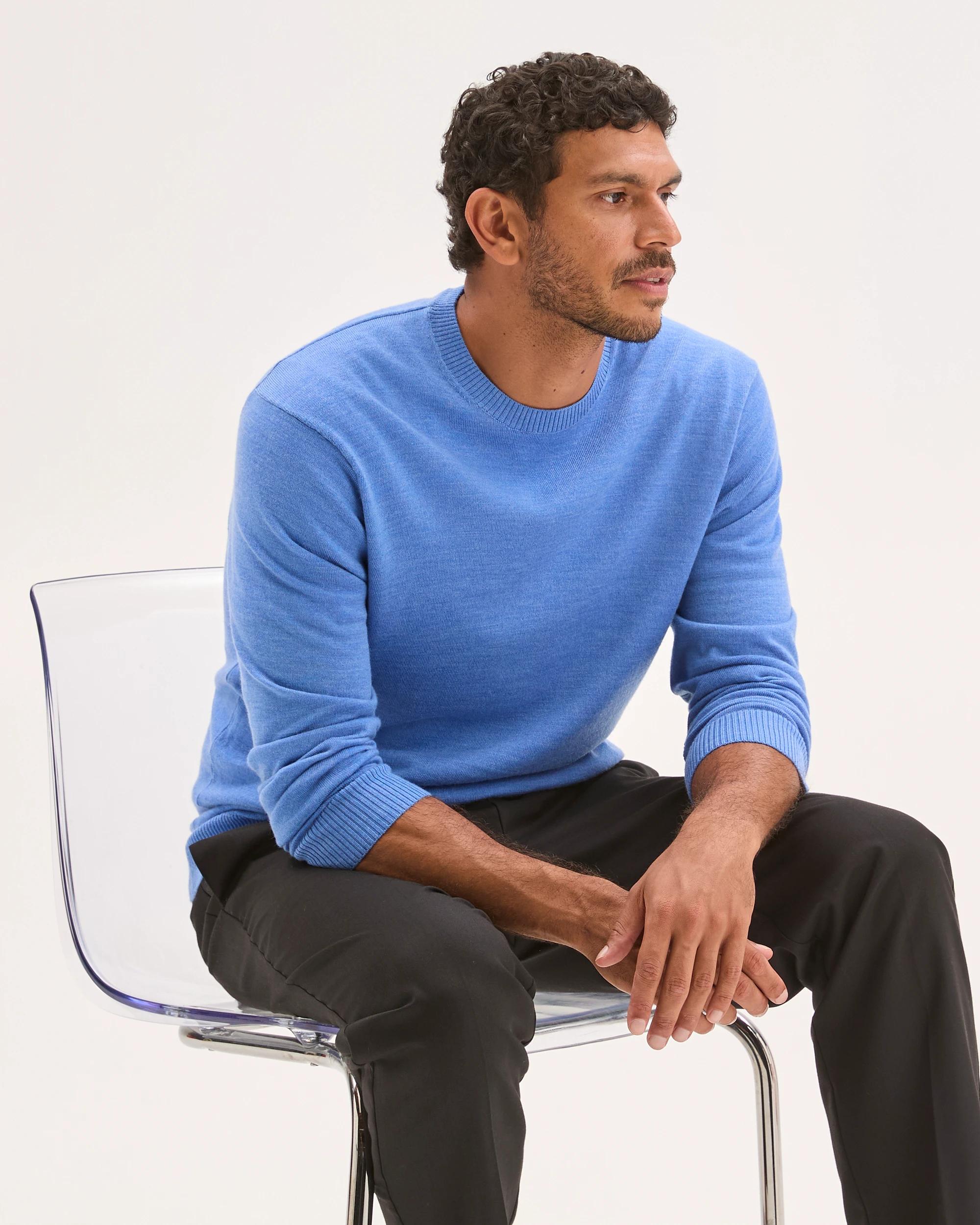 1 Preview Australian Merino Wool Knit Jumper TRUE BLUE, 1 of 6