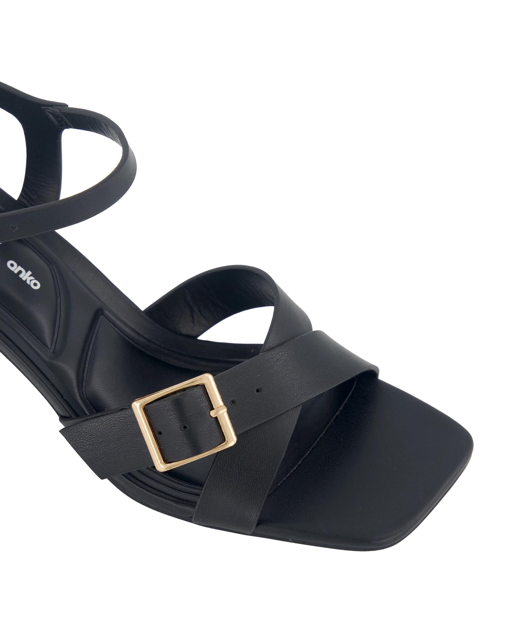 5 Buckle Heel Sandals Black, 5 of 5