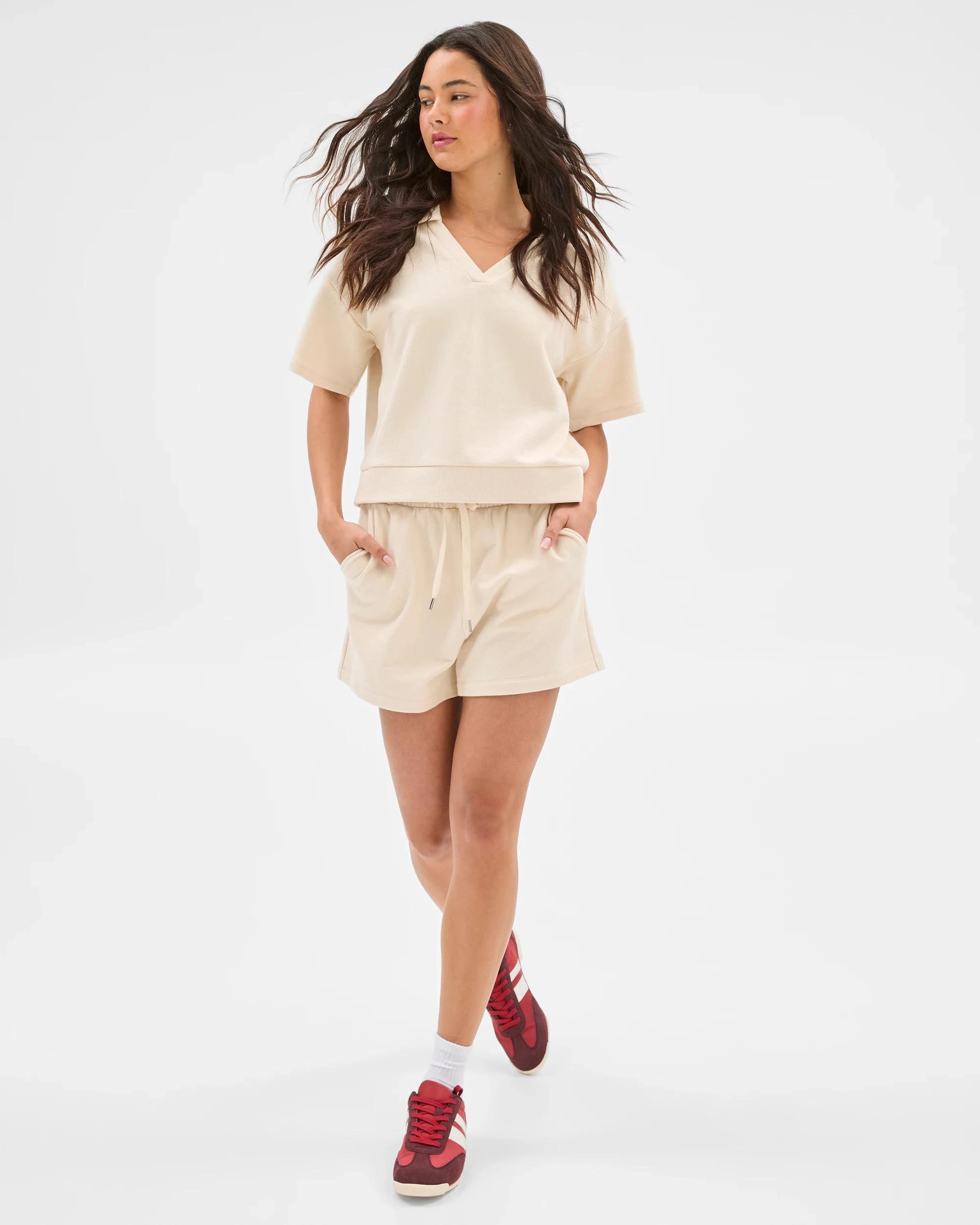 2 Australian Cotton Mid Rise Fleece Shorts - Lily Loves BIRCH, 2 of 7