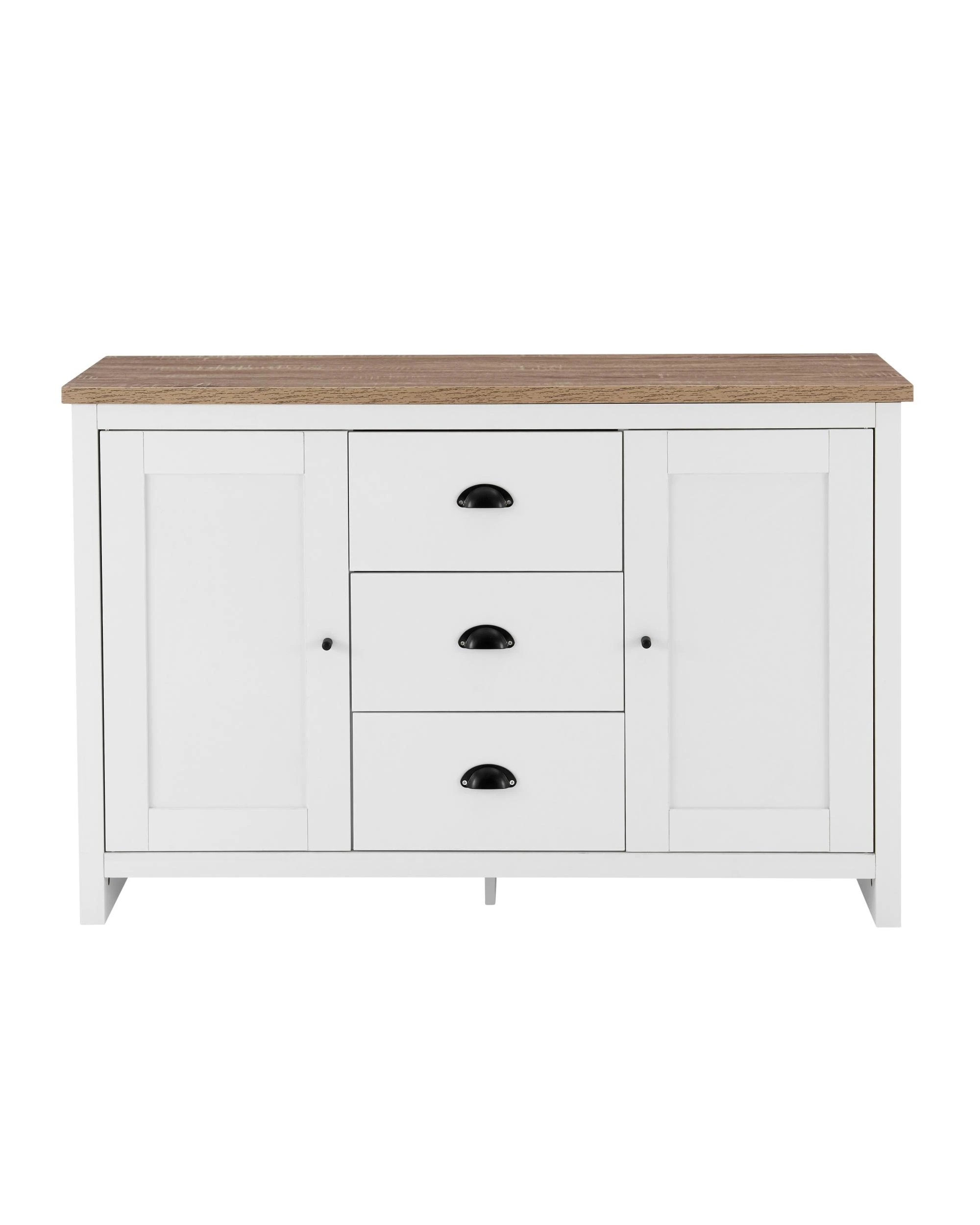4 Kodu Buffet Sideboard 2 Doors 3 Drawers Storage Cupboard Cabinet White and Oak, 4 of 9