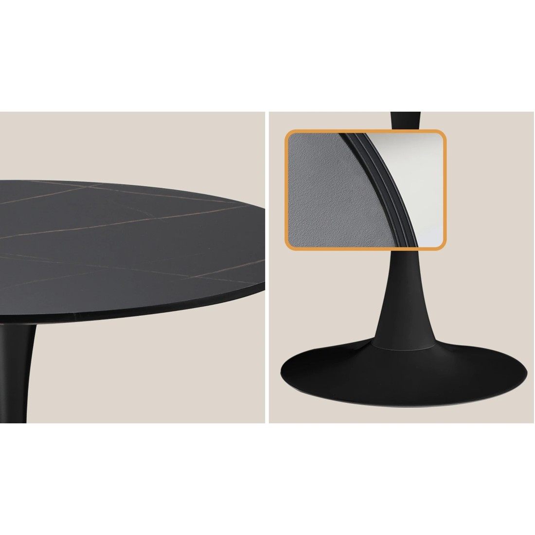 4 Oikiture 90cm Dining Table Kitchen Swivel Marble Tulip Round Metal Leg
 - Black, 4 of 9